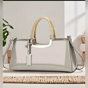 🆕 Patent Leather Evening Bag Long Top Handle Handbag Satchel Crossbody Bag